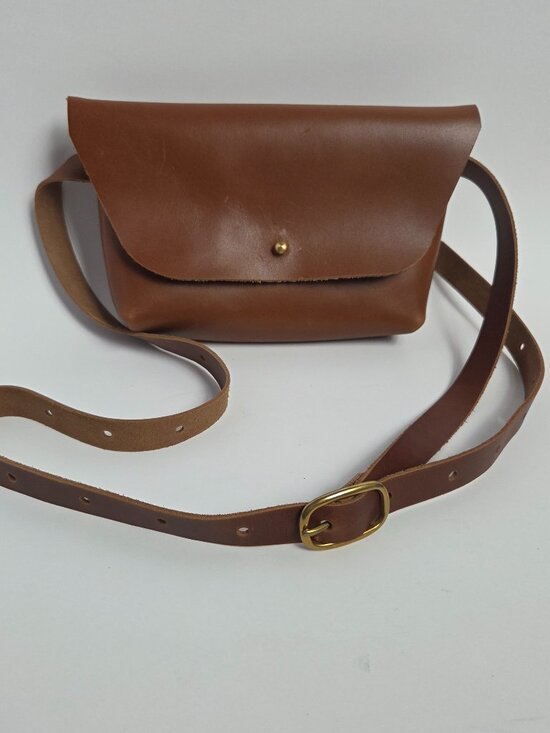Handbags - Handmade Brown Leather Crossbody Bag Minimalist Adjustable Strap Satchel Purse